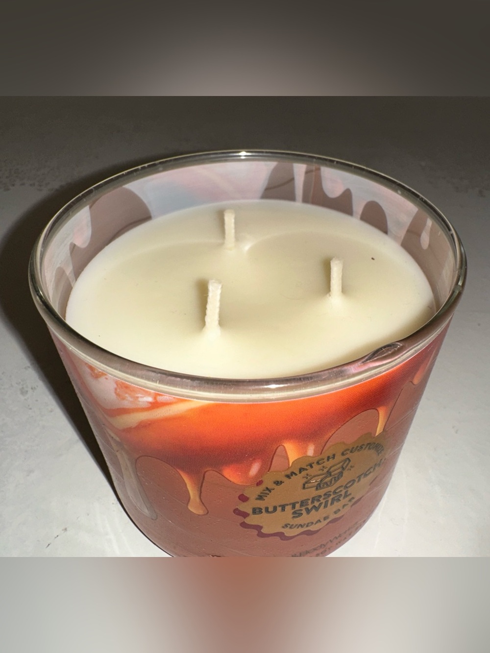 Bath & Body Works Butterscotch Swirl Three Wick Candle - Picture 3 of 4